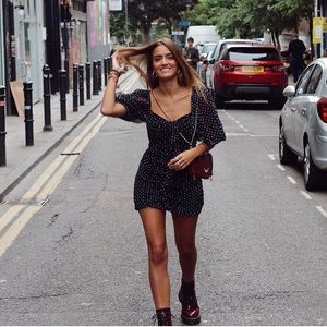 Nwot Zara puff sleeve tulle dot ruched mini dress